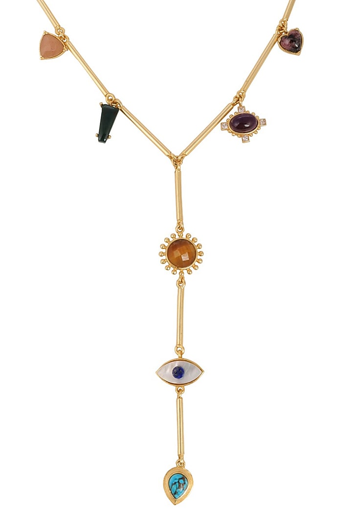 Gold Plated Necklace With Multiple Stones by Zariin at Pernia's Pop Up Shop