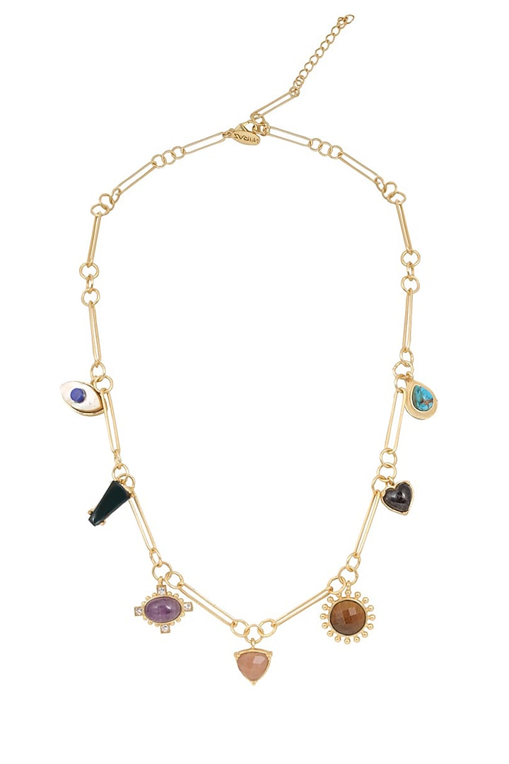 Gold Plated Necklace With Multiple Stones by Zariin at Pernia's Pop Up Shop