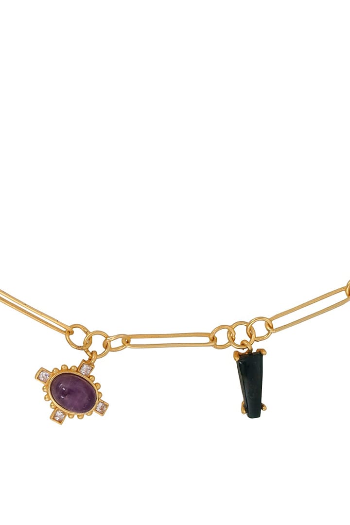 Gold Plated Necklace With Multiple Stones by Zariin at Pernia's Pop Up Shop
