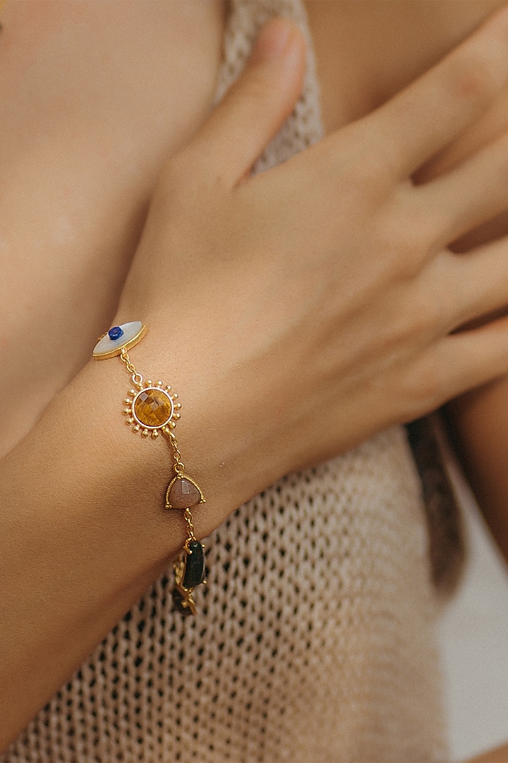 Gold Plated Multi Stone Bracelet by Zariin at Pernia's Pop Up Shop