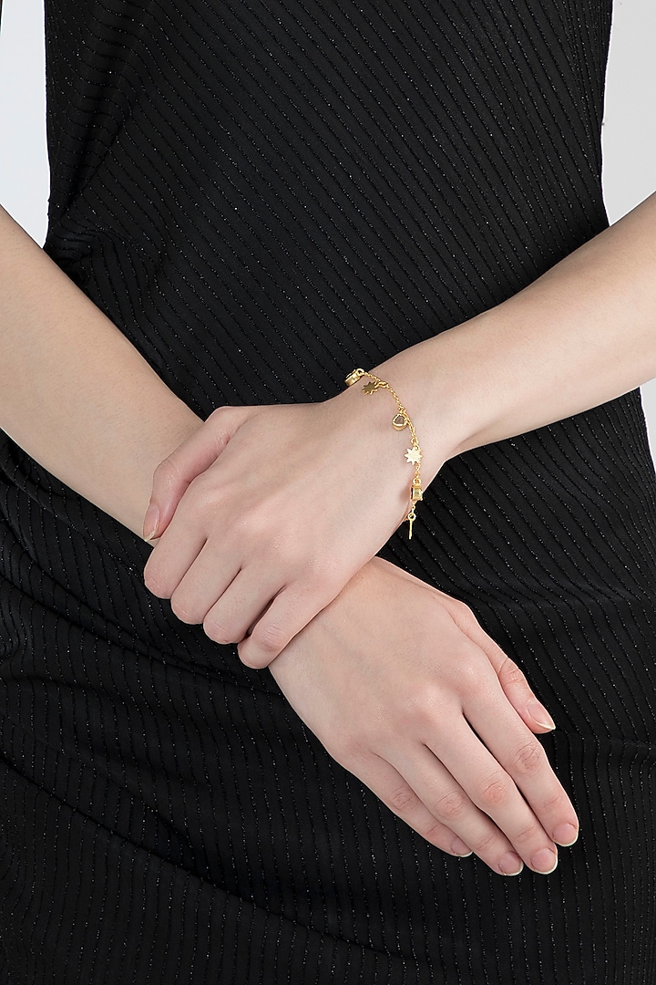Gold Plated Smoky Topaz & Citrine Stone Bracelet by Zariin at Pernia's Pop Up Shop