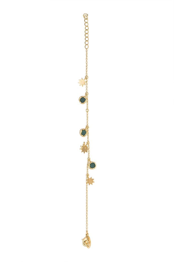 Gold Plated Green Chalcedony Stone Bracelet by Zariin at Pernia's Pop Up Shop
