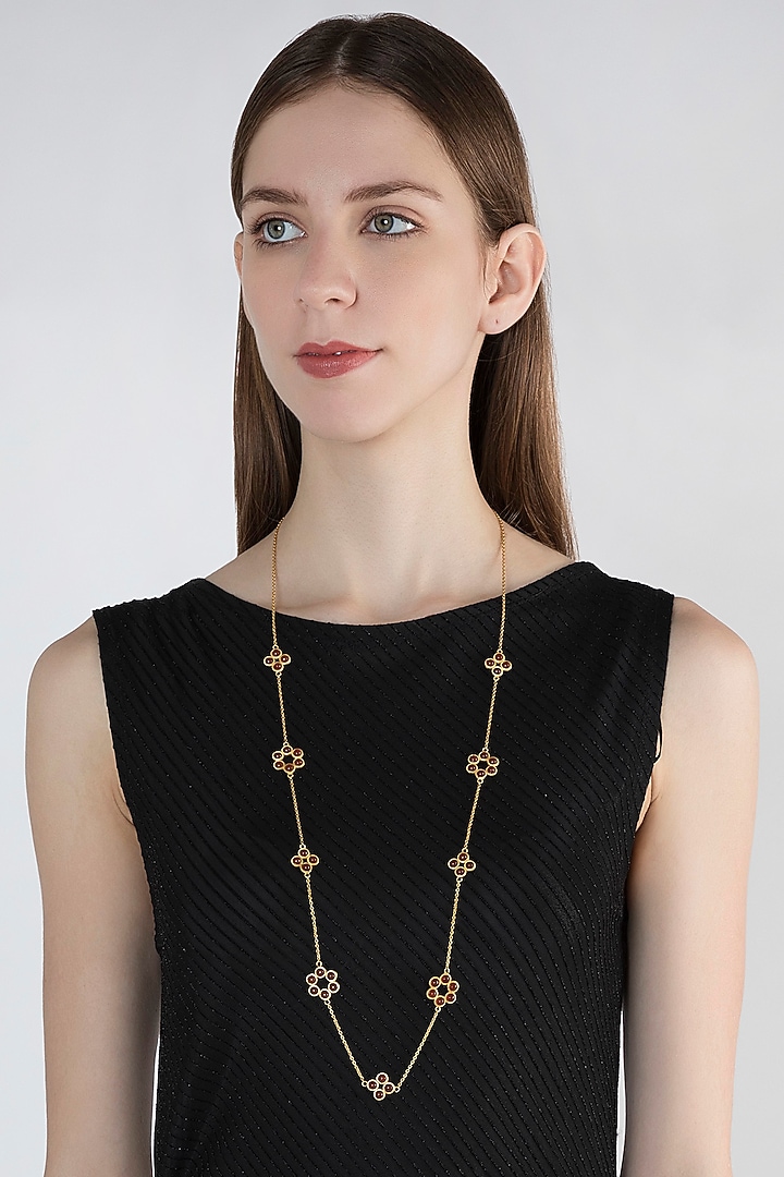 Gold Plated Carnelian Stone Necklace by Zariin at Pernia's Pop Up Shop