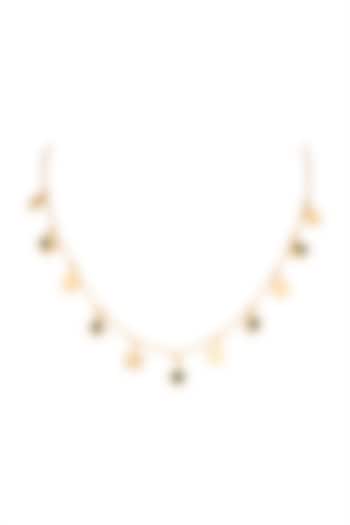 Gold Plated Green Chalcedony Stone Necklace by Zariin