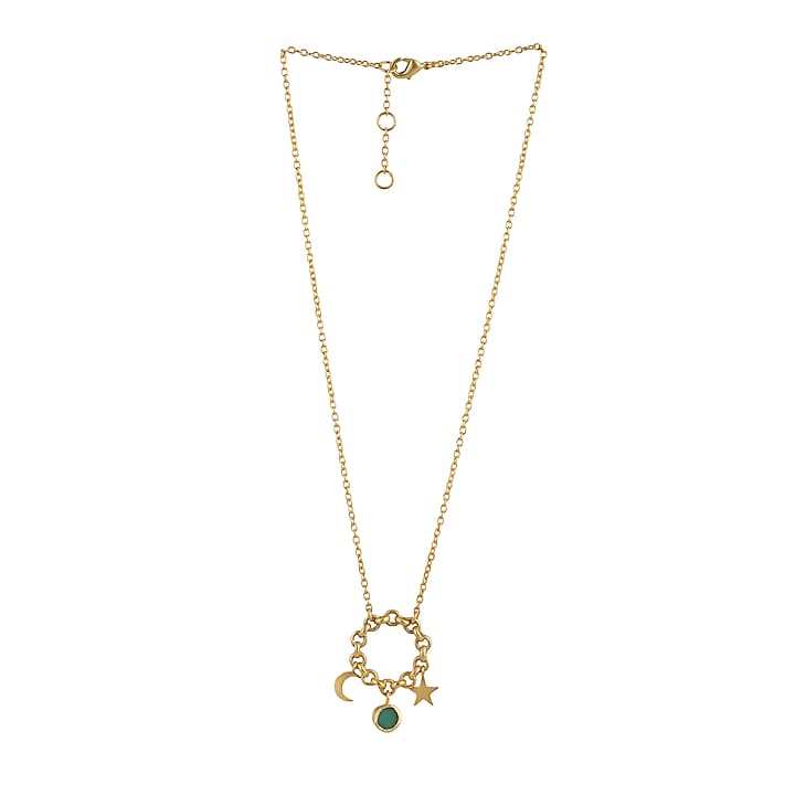 Gold Plated Green Pendant Necklace by Zariin
