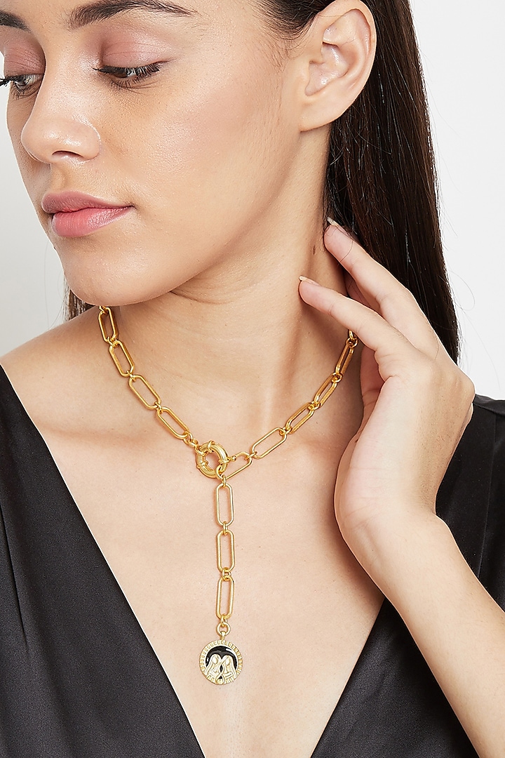 Gold Plated Gemini Twins Necklace by Zariin