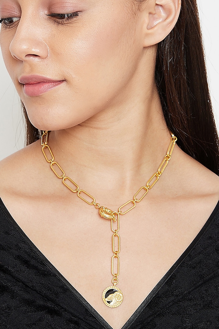 Gold Plated Aries Ram Necklace by Zariin