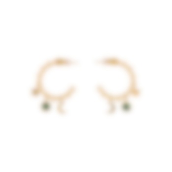 Gold Plated Green Chalcedony Hoop Earrings by Zariin