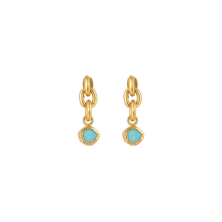 Gold Plated Turquoise Drop Earrings by Zariin at Pernia's Pop Up Shop