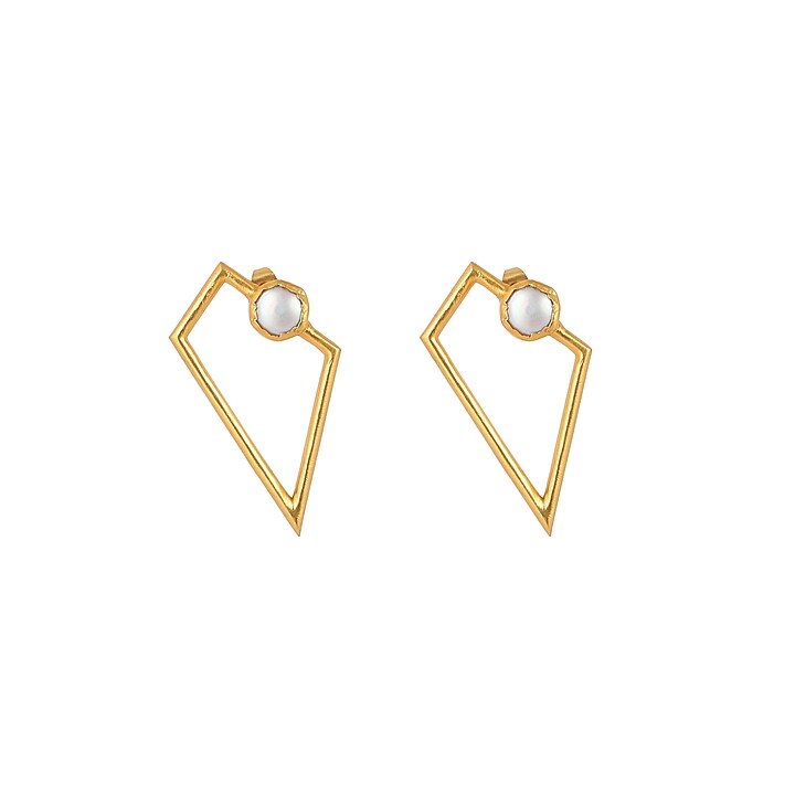 Gold Plated Baroque Pearl & Smoky Topaz Earrings by Zariin at Pernia's Pop Up Shop