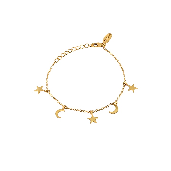 Gold Plated Star & Moon Motif Bracelet by Zariin