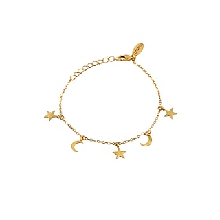Gold Plated Star & Moon Motif Bracelet by Zariin