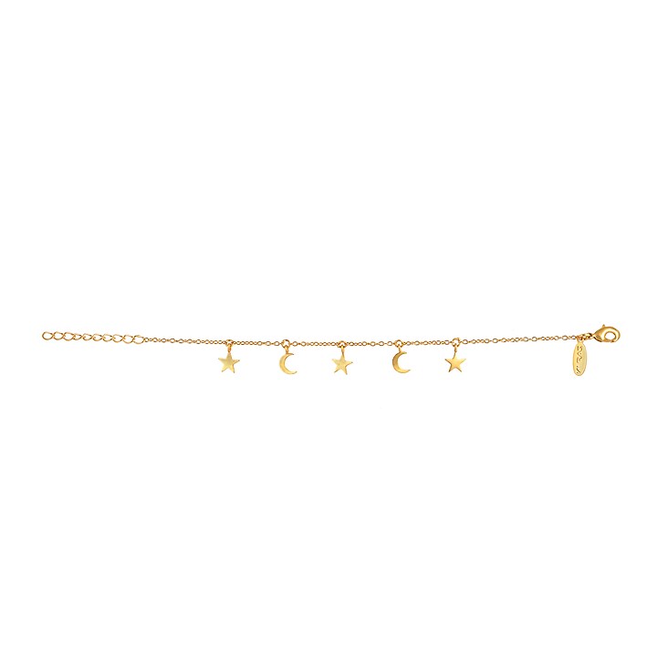 Gold Plated Star & Moon Motif Bracelet by Zariin at Pernia's Pop Up Shop