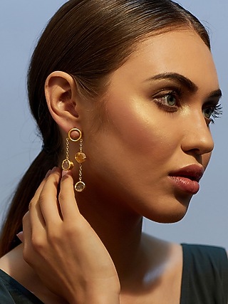 Gold Plated Chain Earrings by Zariin