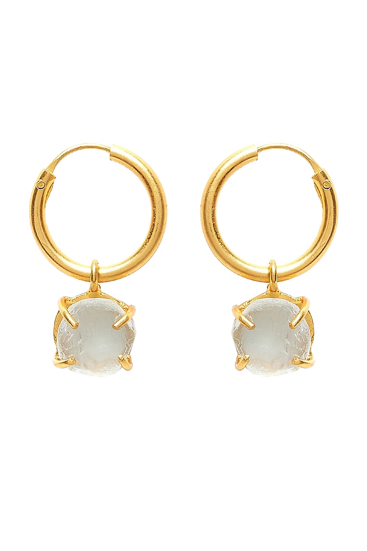Gold Plated Green Amethyst Hoop Earrings by Zariin at Pernia's Pop Up Shop