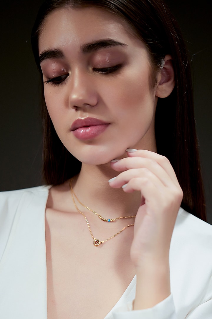 Gold Plated Gemini Birthstone Necklace by Zariin