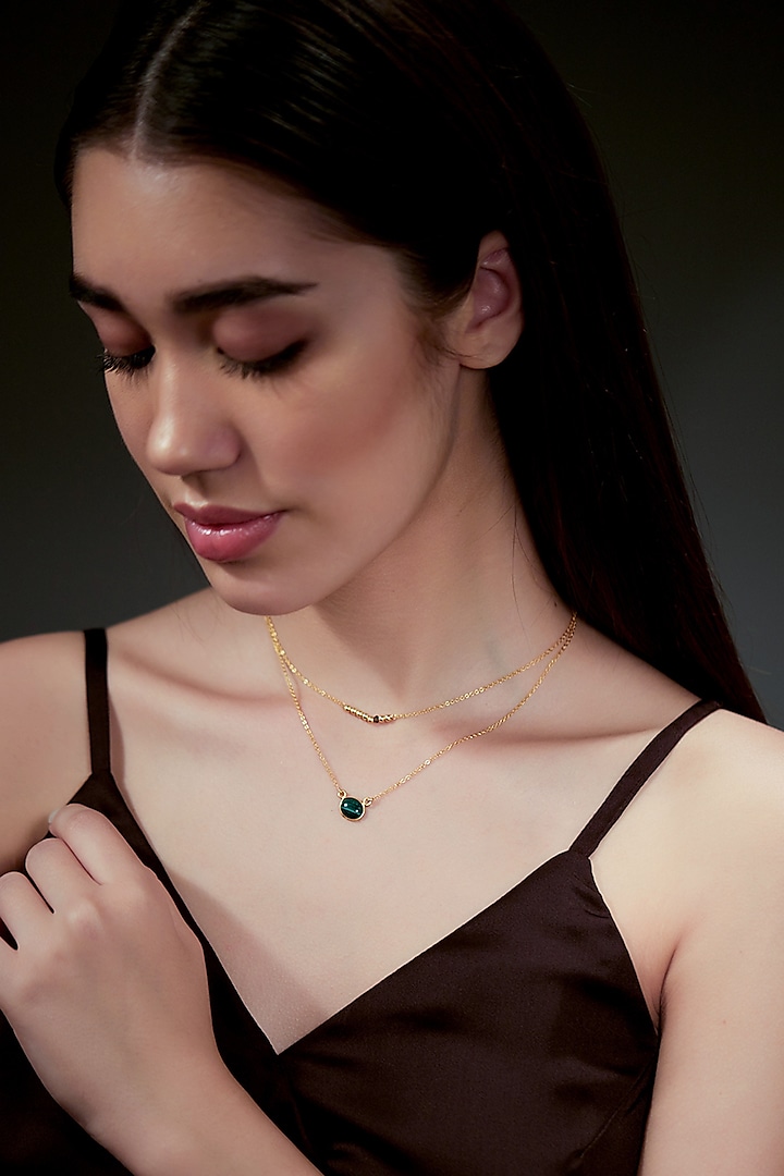 Gold Plated Libra Birthstone Necklace by Zariin