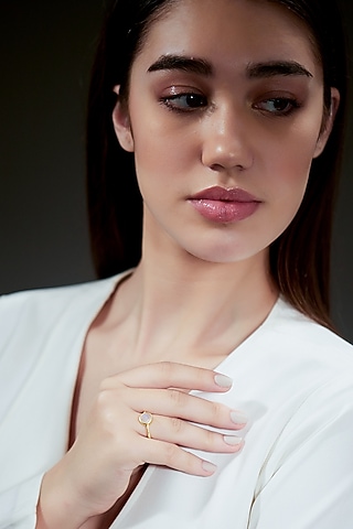 Gold Plated Moonstone Ring by Zariin