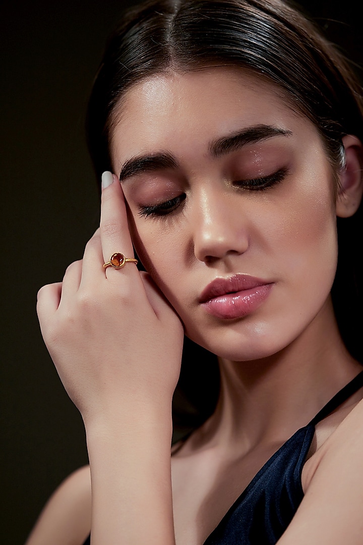 Gold Plated Citrine Ring by Zariin