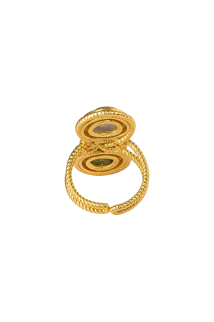 Gold Plated Yellow Rainbow Moonstone Ring by Zariin at Pernia's Pop Up Shop