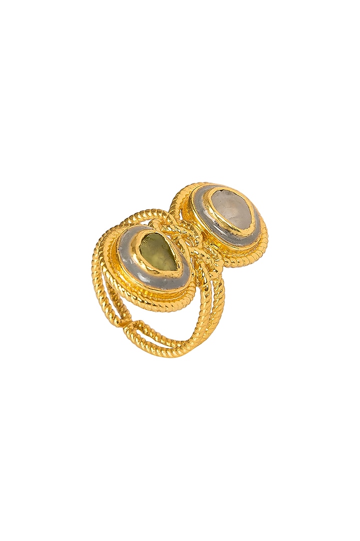 Gold Plated Yellow Rainbow Moonstone Ring by Zariin at Pernia's Pop Up Shop