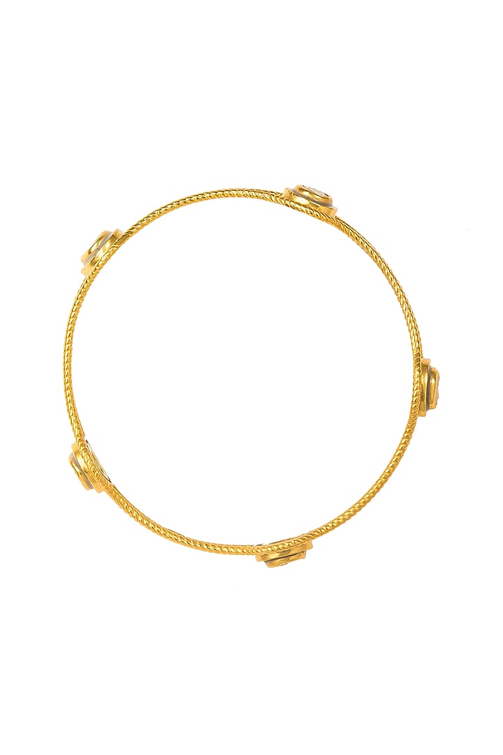 Gold Plated Yellow Rainbow Moonstone Bangle by Zariin at Pernia's Pop Up Shop