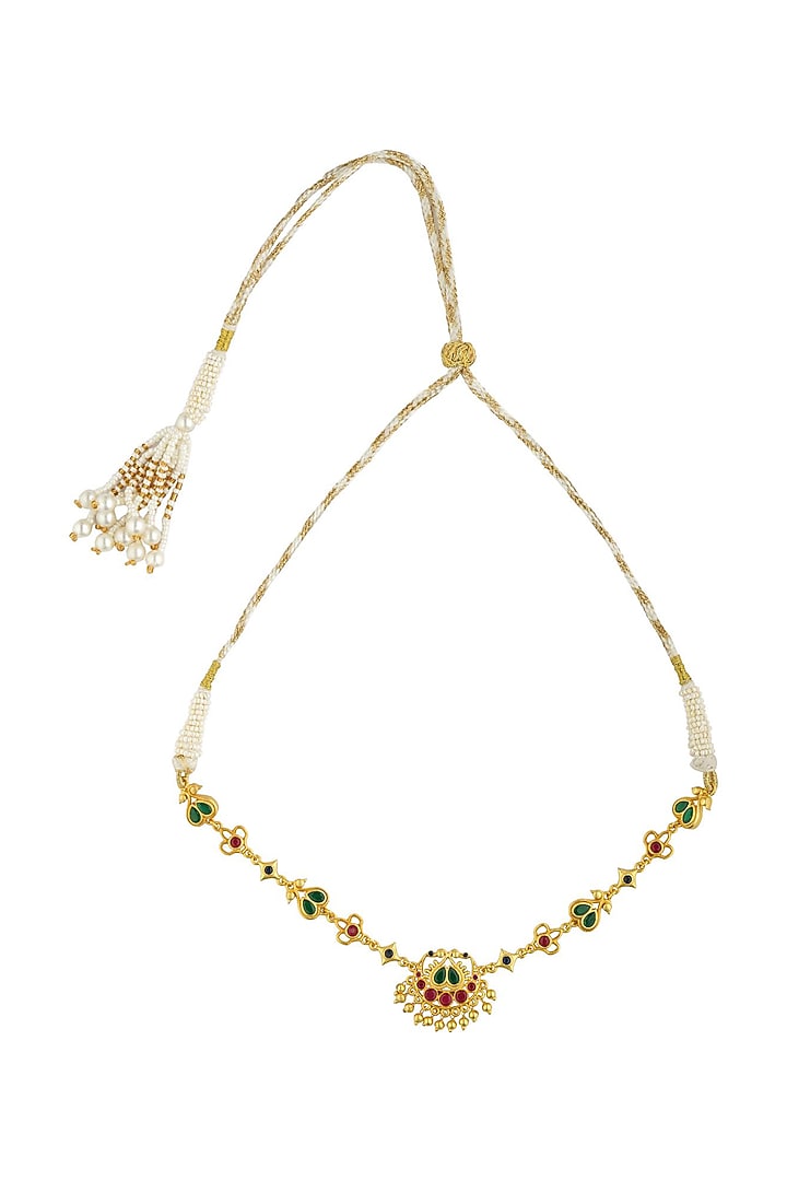 Gold Plated Emerald Green & Ruby Red Cubic Zirconia Choker Necklace by Zariin at Pernia's Pop Up Shop