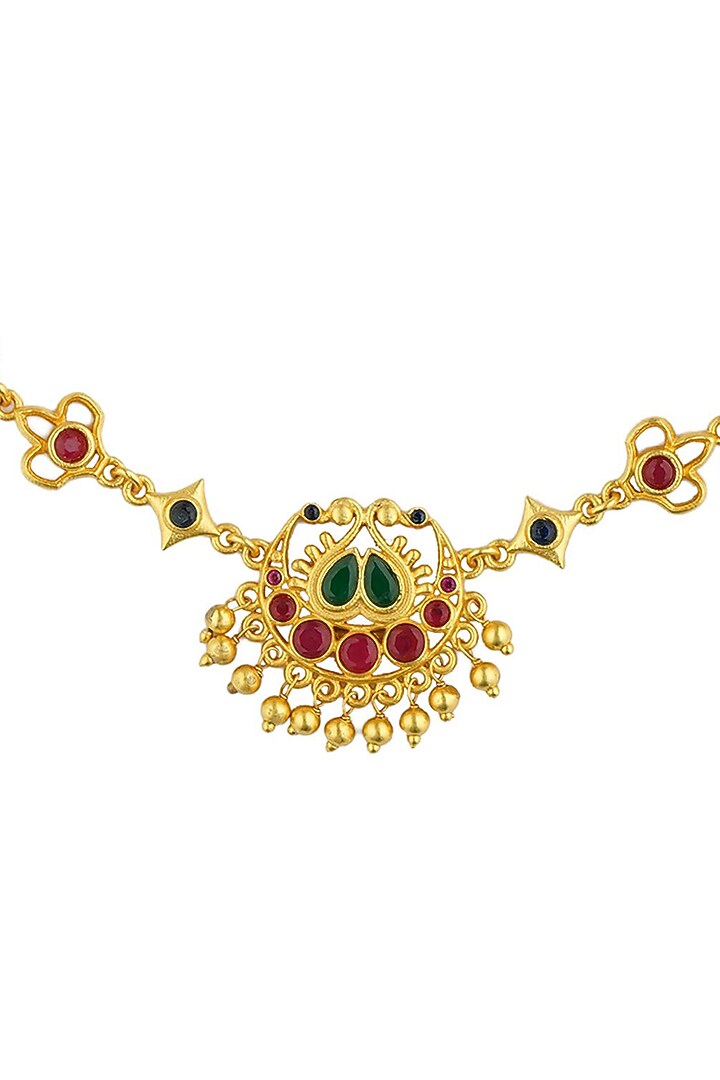 Gold Plated Emerald Green & Ruby Red Cubic Zirconia Choker Necklace by Zariin at Pernia's Pop Up Shop