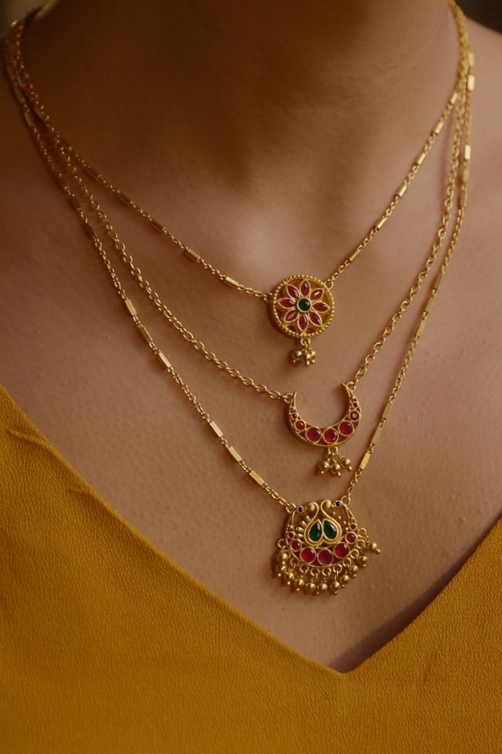 Gold Plated Cubic Zirconia Necklace by Zariin at Pernia's Pop Up Shop