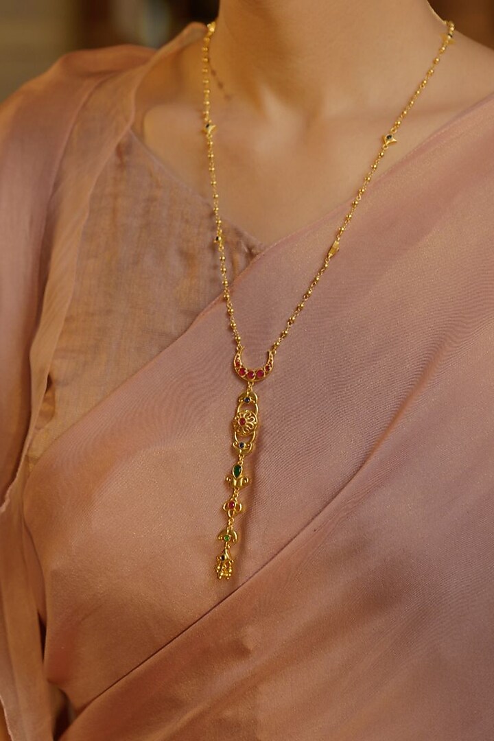 Gold Plated Cubic Zirconia Pendant Necklace by Zariin at Pernia's Pop Up Shop