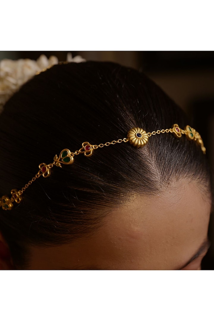 Gold Plated Cubic Zirconia Mathapatti by Zariin at Pernia's Pop Up Shop