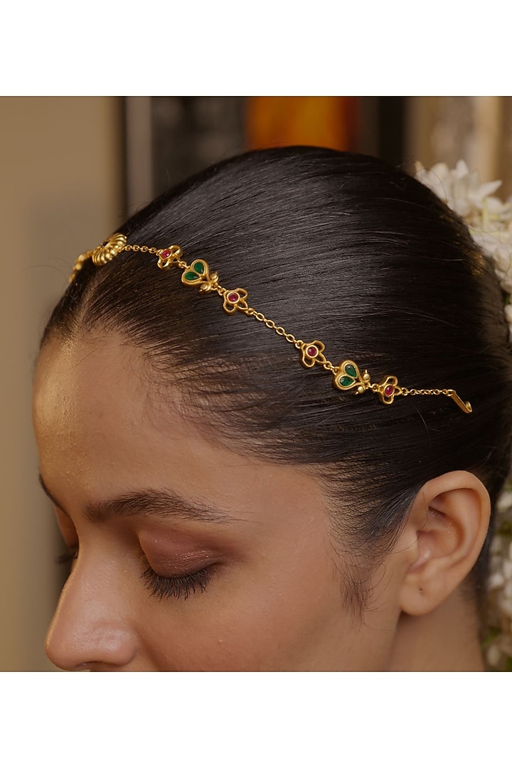 Gold Plated Cubic Zirconia Mathapatti by Zariin at Pernia's Pop Up Shop
