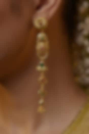 Gold Plated Cubic Zirconia Floral Dangler Earrings by Zariin at Pernia's Pop Up Shop