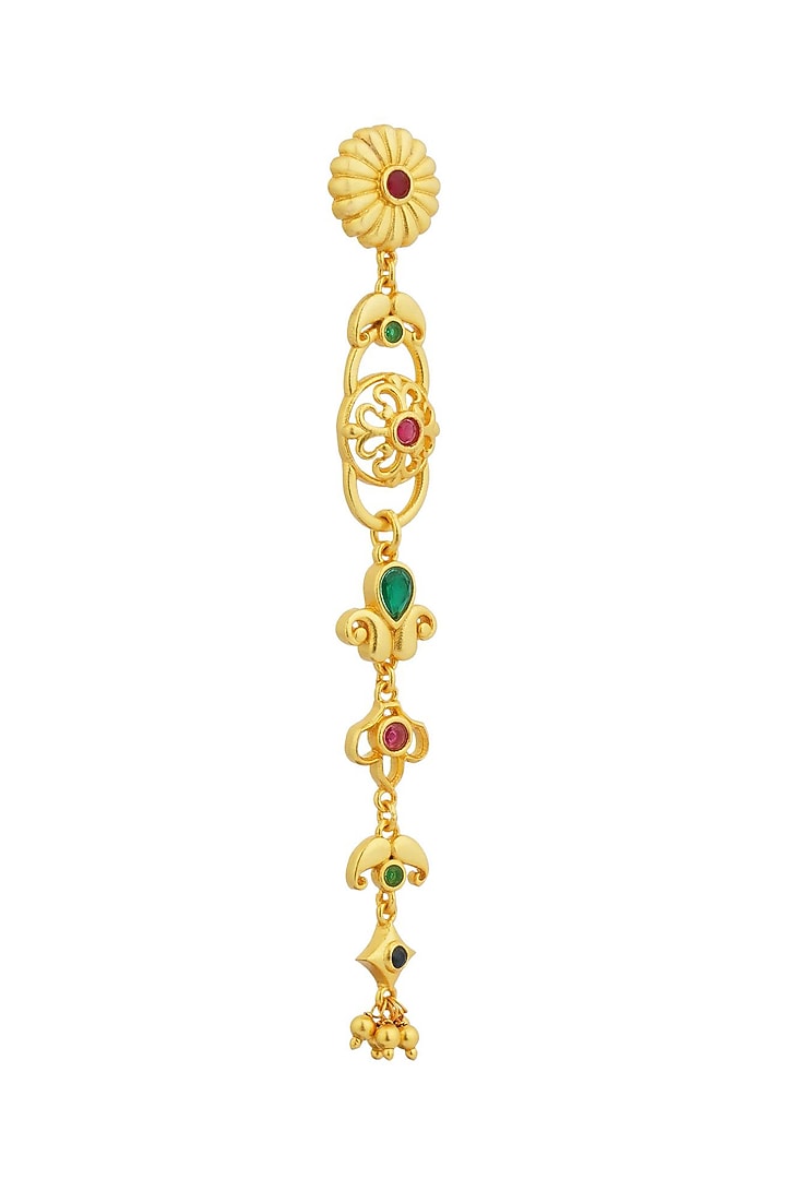 Gold Plated Cubic Zirconia Floral Dangler Earrings by Zariin at Pernia's Pop Up Shop