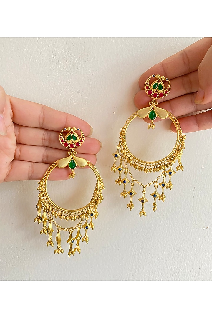 Gold Plated Cubic Zirconia Dangler Earrings by Zariin at Pernia's Pop Up Shop