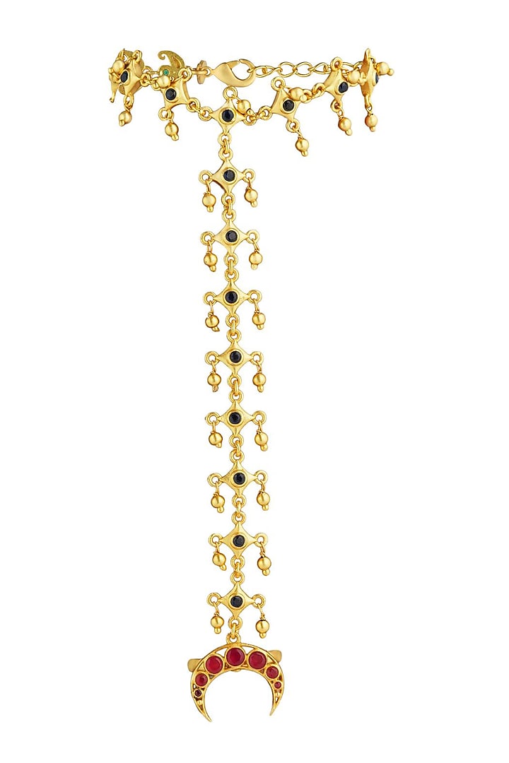 Gold Plated Cubic Zirconia Hathphool by Zariin at Pernia's Pop Up Shop