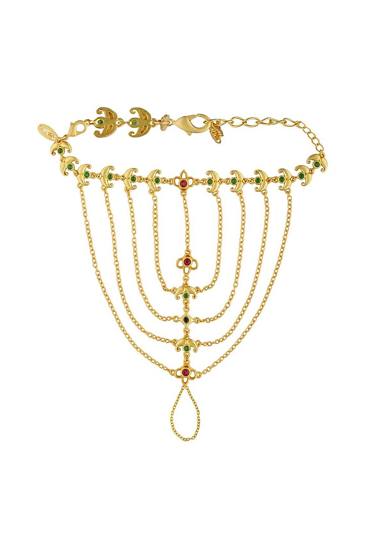 Gold Plated Cubic Zirconia Hathphool by Zariin at Pernia's Pop Up Shop