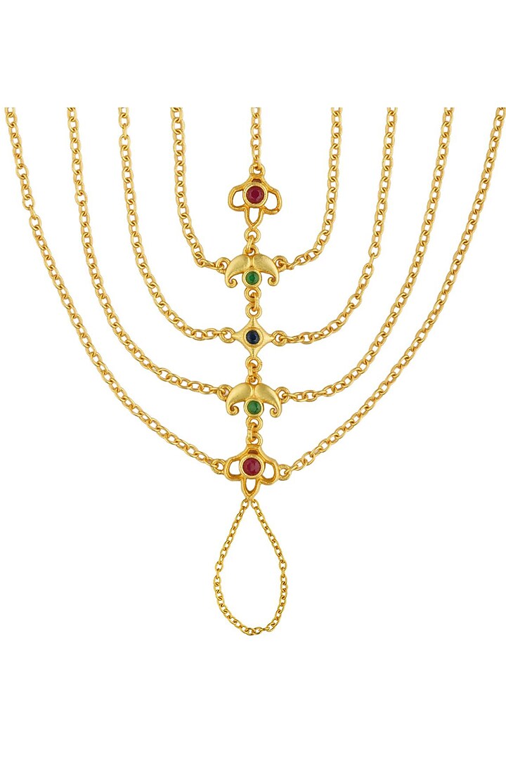 Gold Plated Cubic Zirconia Hathphool by Zariin at Pernia's Pop Up Shop