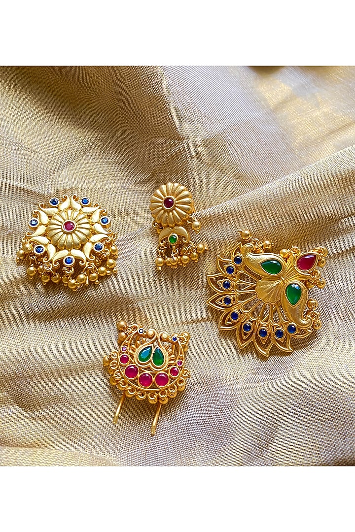 Gold Plated Cubic Zirconia Floral Hair Pin by Zariin at Pernia's Pop Up Shop