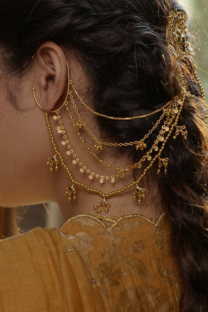 Gold Plated Cubic Zirconia Earcuffs (Set Of 2) by Zariin at Pernia's Pop Up Shop