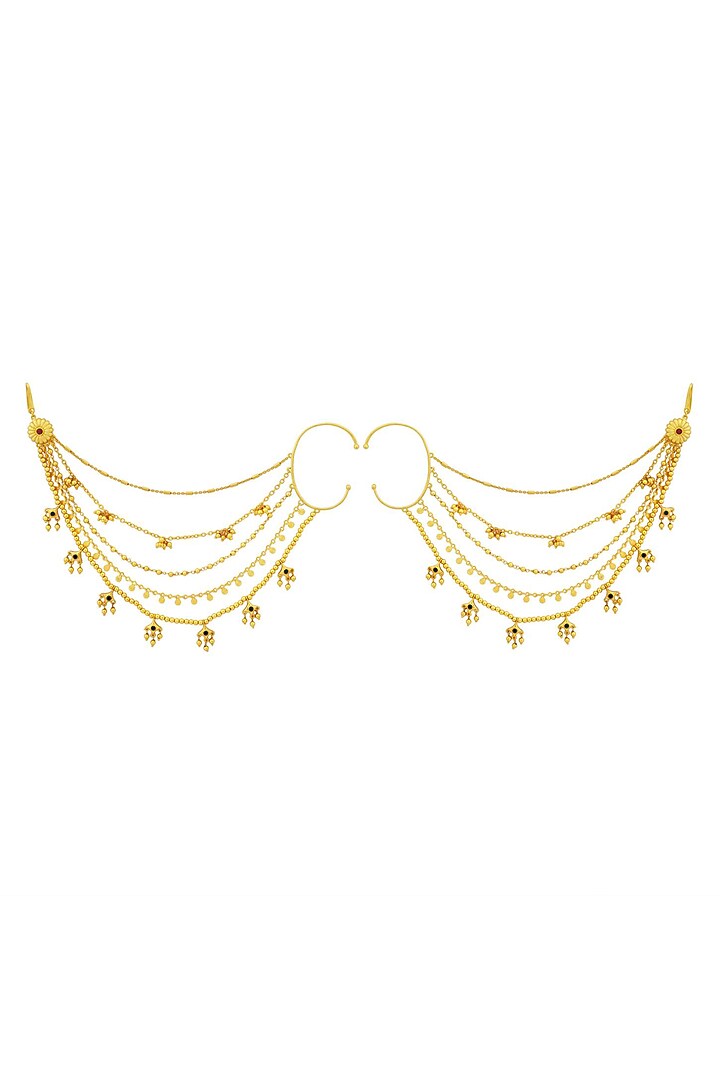 Gold Plated Cubic Zirconia Earcuffs (Set Of 2) by Zariin at Pernia's Pop Up Shop