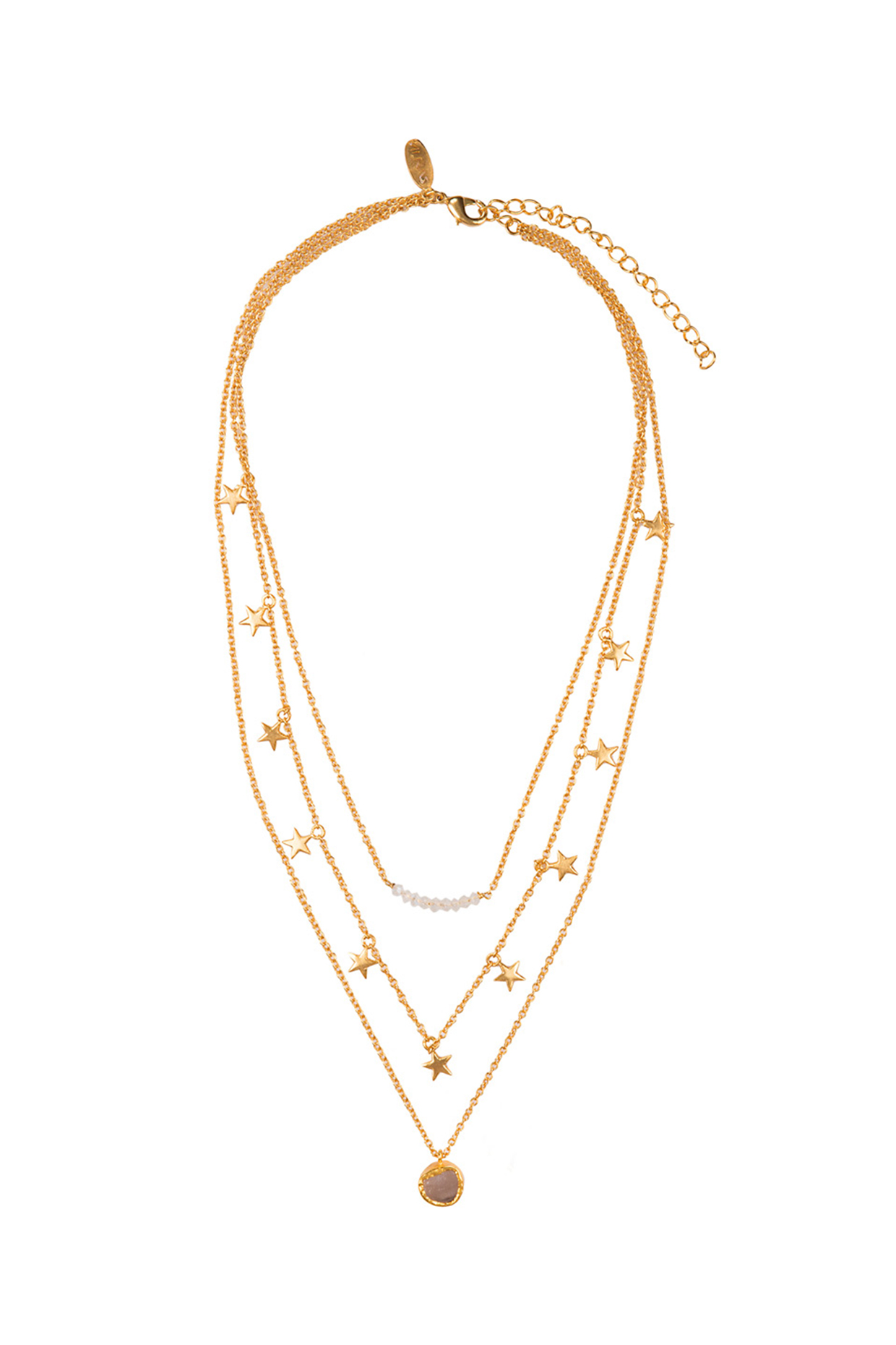 Gold Plated Star Three Layered Necklace by Zariin