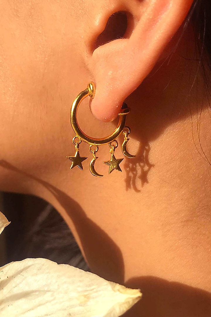Gold Plated Star Earrings by Zariin