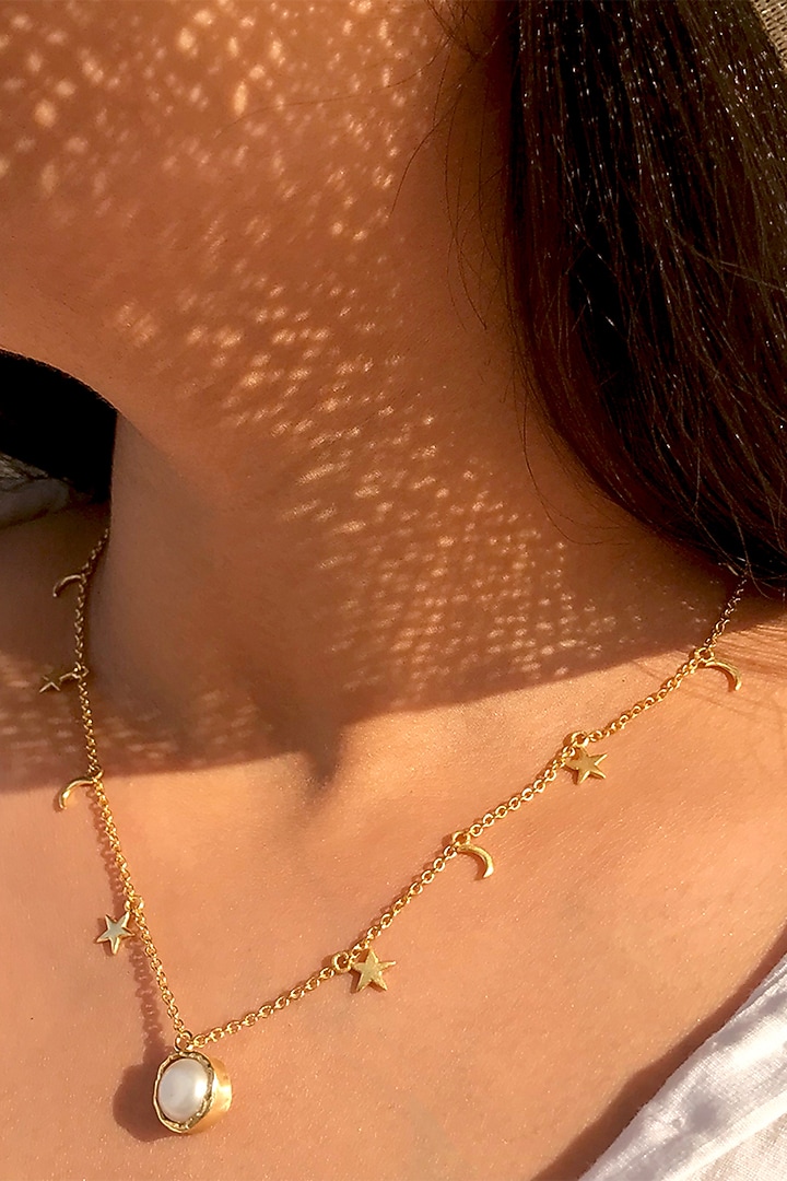 Gold Plated Baroque Pearl Pendant Necklace by Zariin at Pernia's Pop Up Shop