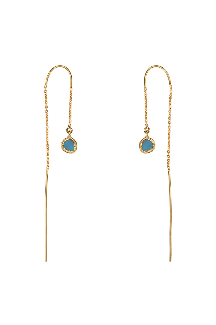 Gold Plated Earrings With Blue Topaz Stone by Zariin at Pernia's Pop Up Shop