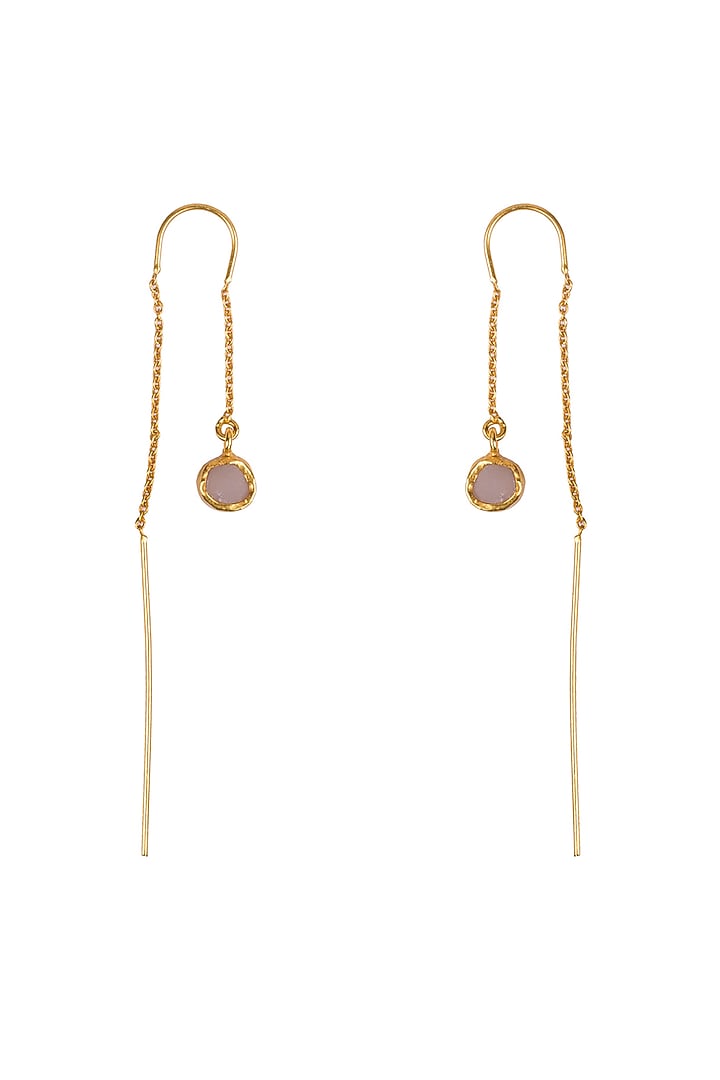 Gold Plated Earrings With Rose Quartz Stone by Zariin at Pernia's Pop Up Shop