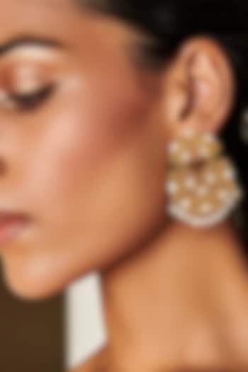 Gold Plated Pearl Drop Earrings by Zariin at Pernia's Pop Up Shop