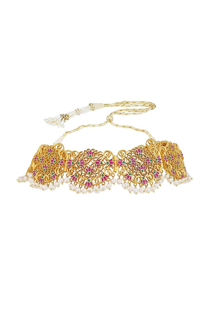 Gold Plated Lotus Motif Choker Necklace by Zariin at Pernia's Pop Up Shop