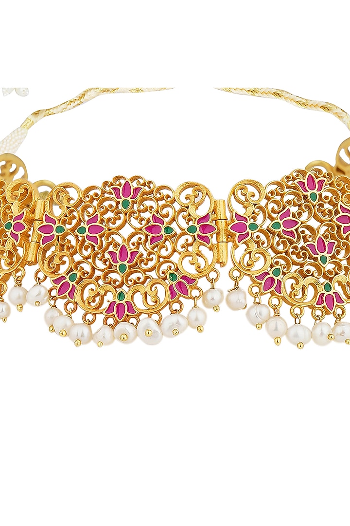 Gold Plated Lotus Motif Choker Necklace by Zariin at Pernia's Pop Up Shop