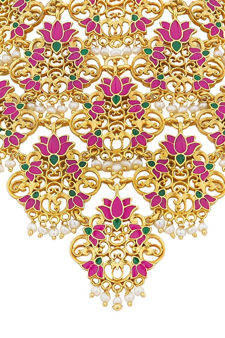 Gold Plated Choker Necklace With Lotus Motifs by Zariin at Pernia's Pop Up Shop